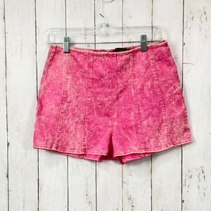 For Love Women's Y2K Style Pink Acid Wash High Waisted Denim Shorts Size Large